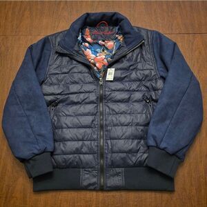 Robert Graham Quilted Bomber Jacket Navy Blue RGF24R07 Men's Size M